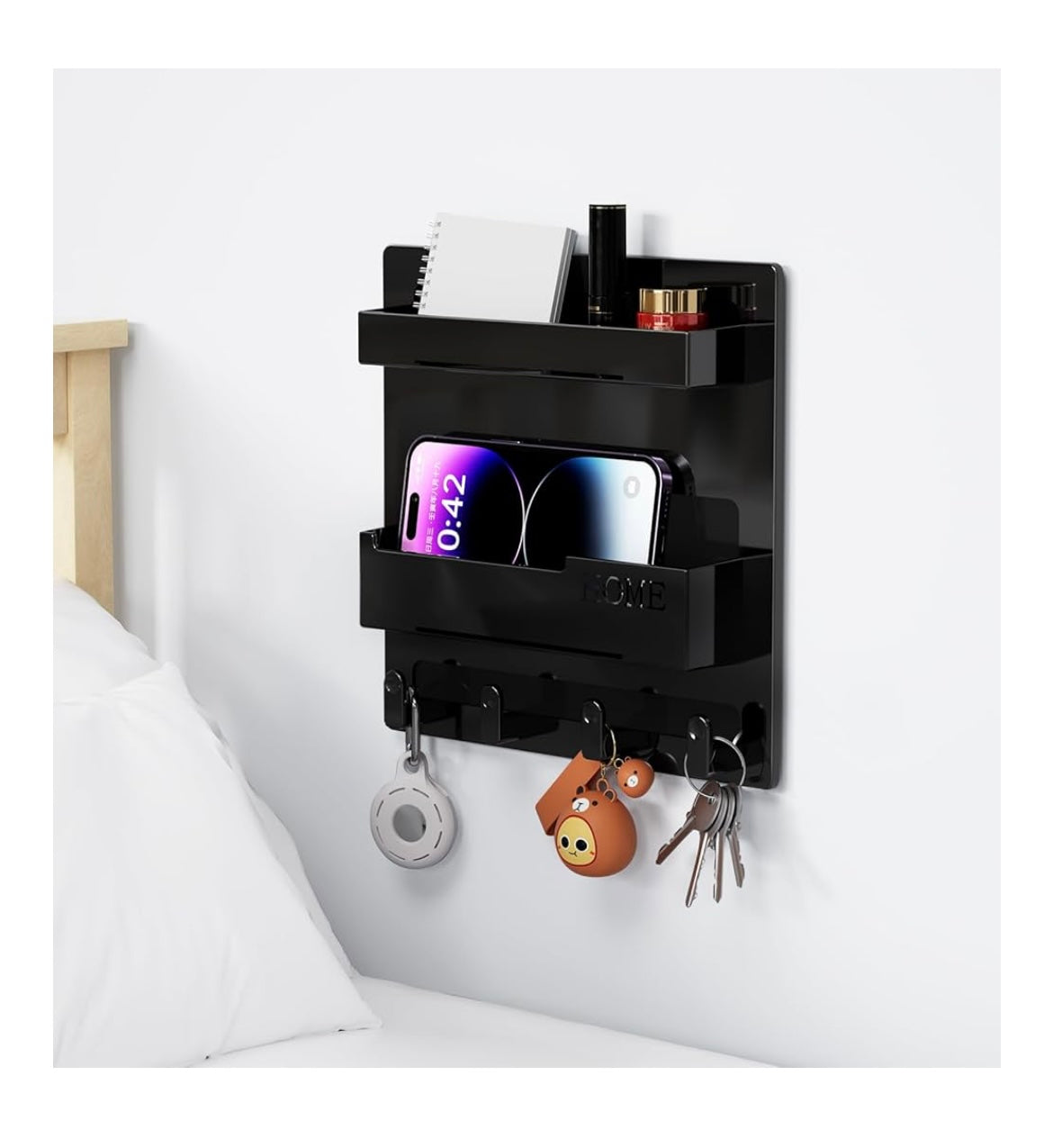 Floating Bedside Shelf – Self-Stick Wall Mount Organizer for Bedroom | Cute Aesthetic Room Decor for Girls, Small Storage Rack for Nightstand Essentials & Cool Accessories