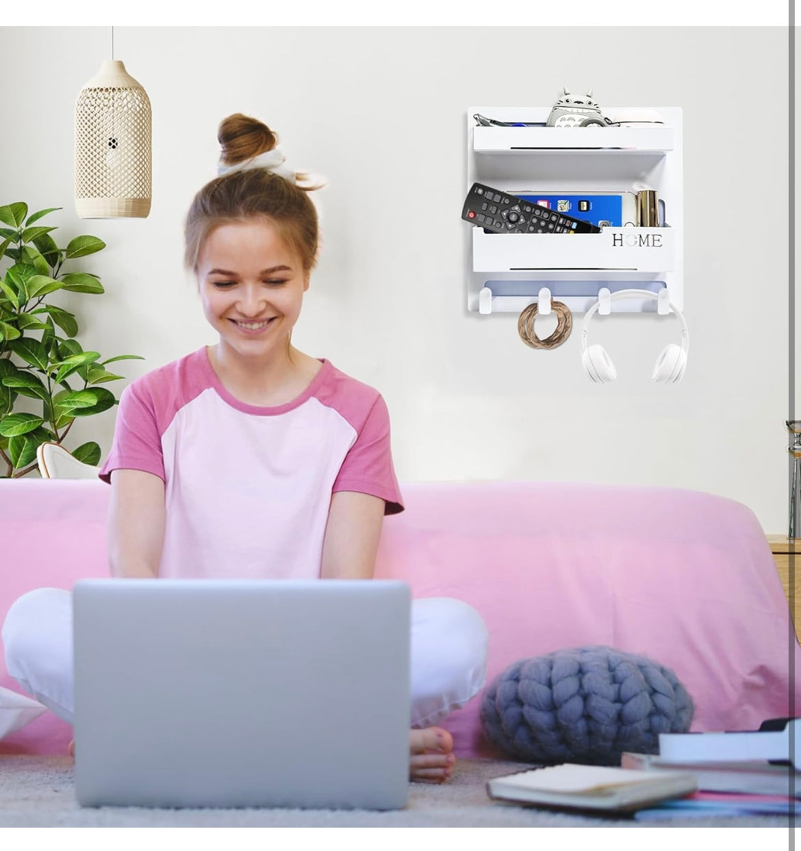Floating Bedside Shelf – Self-Stick Wall Mount Organizer for Bedroom | Cute Aesthetic Room Decor for Girls, Small Storage Rack for Nightstand Essentials & Cool Accessories