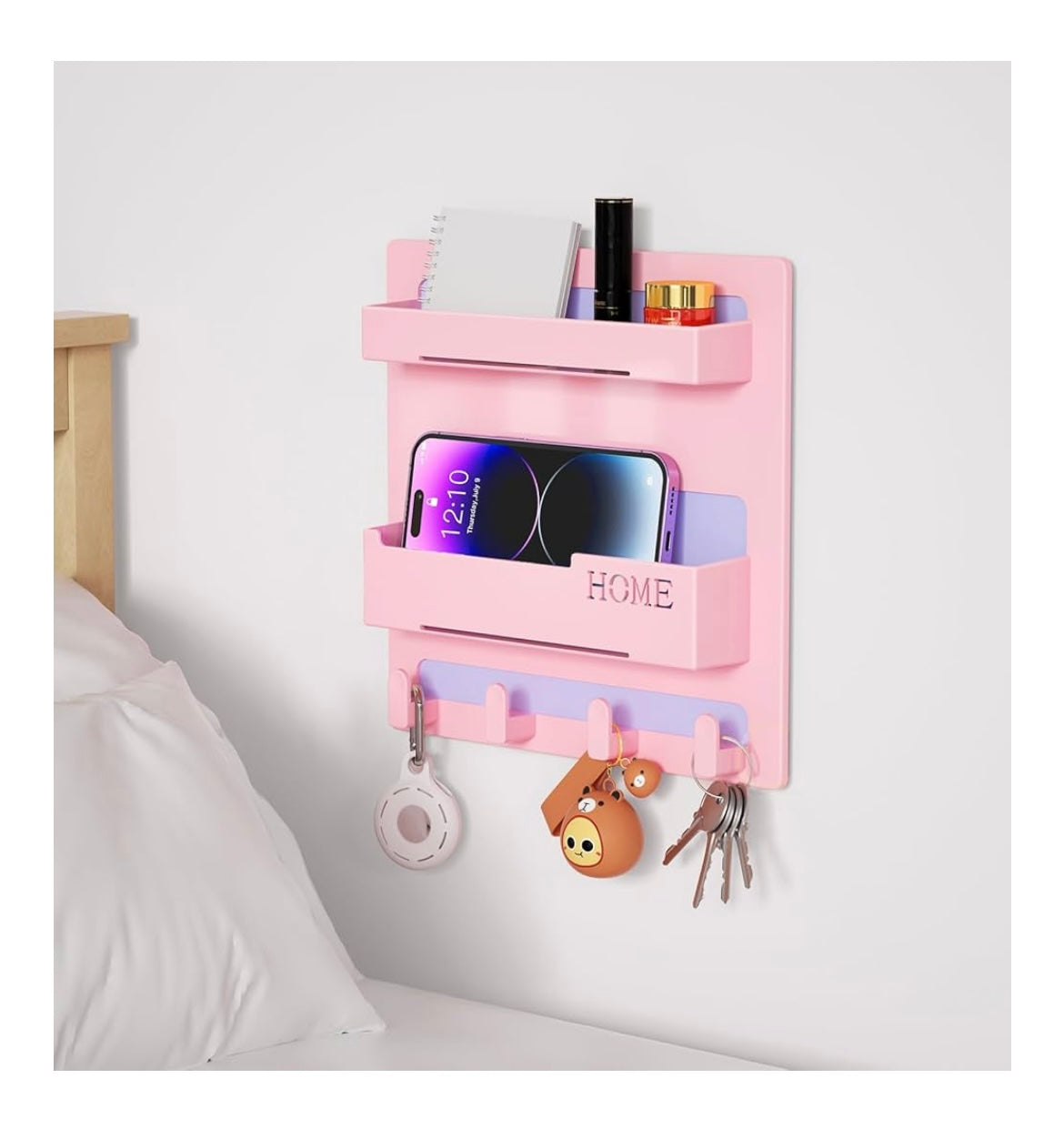 Floating Bedside Shelf – Self-Stick Wall Mount Organizer for Bedroom | Cute Aesthetic Room Decor for Girls, Small Storage Rack for Nightstand Essentials & Cool Accessories
